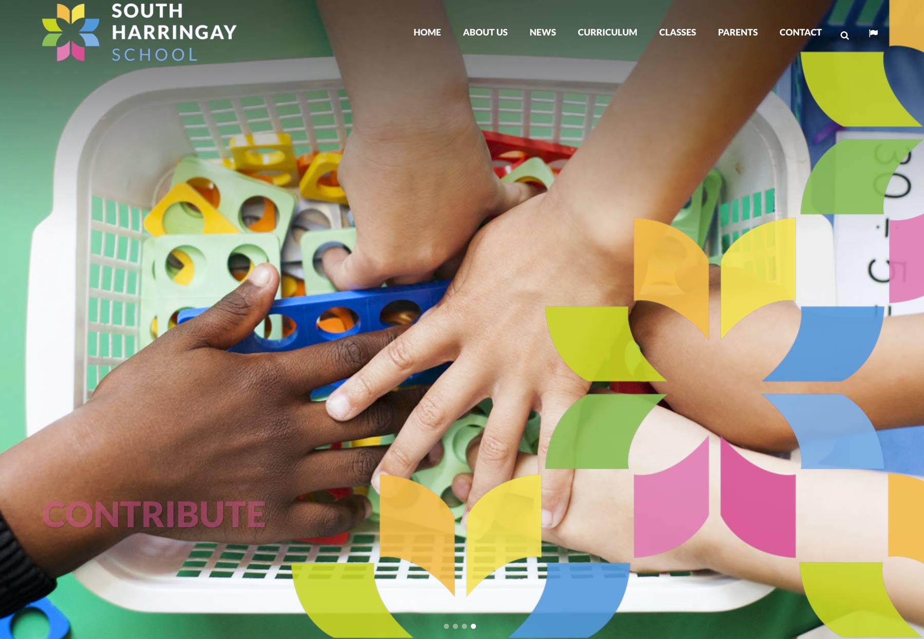 Screenshot of hompage of South Haringay Primary School