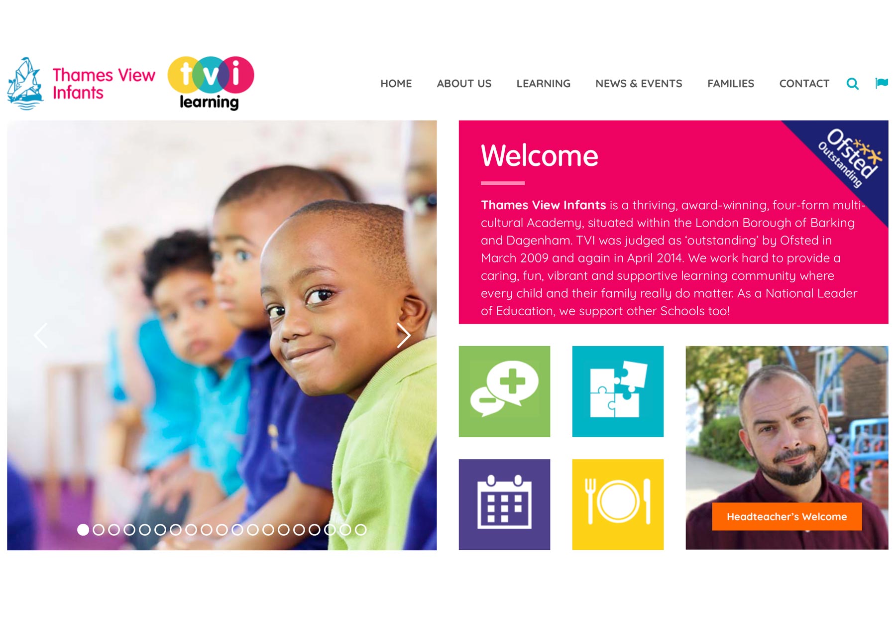 website hompage screenshot Thames View Infants