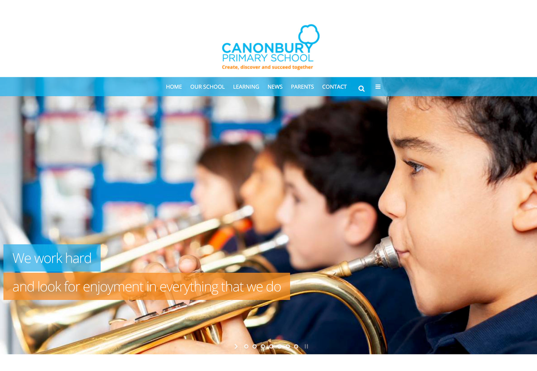 Canonbury Primary school website hompage screenshot