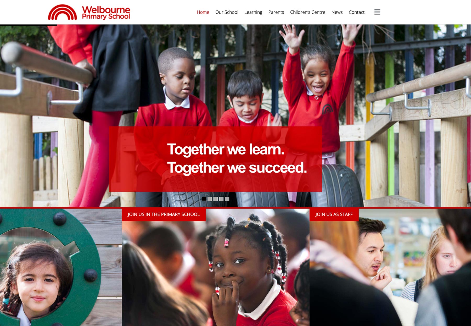 Wellbourne Primary School website homepage screenshot