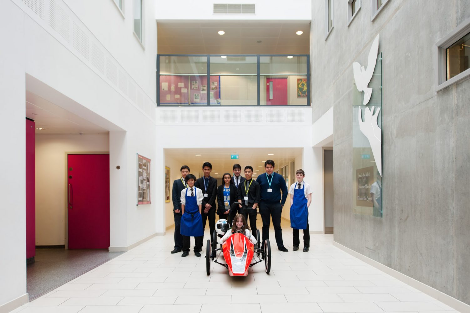 Team of students at Chelsea Academy with school racing car