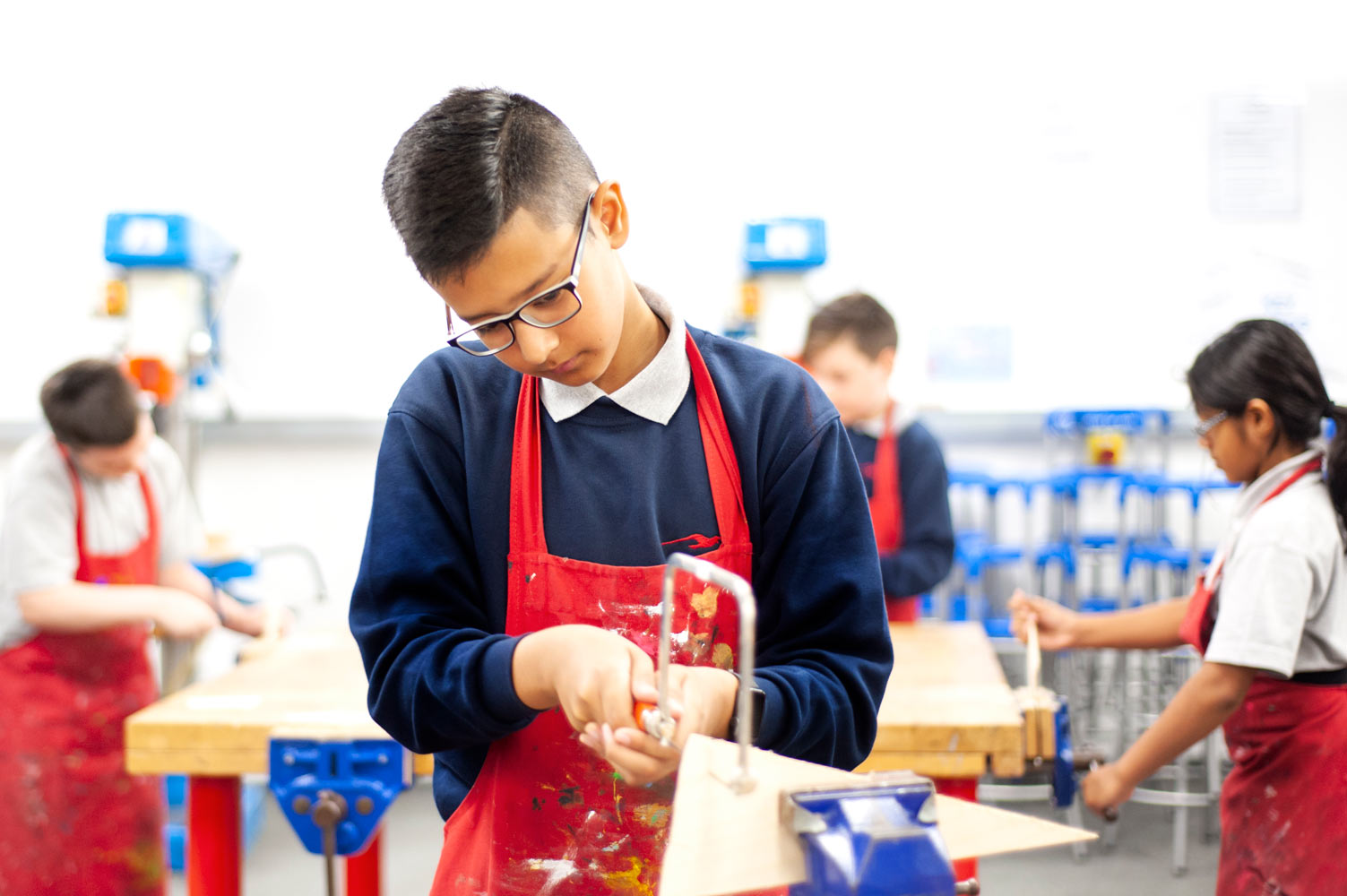 Secondary school pupil in a CDT lesson