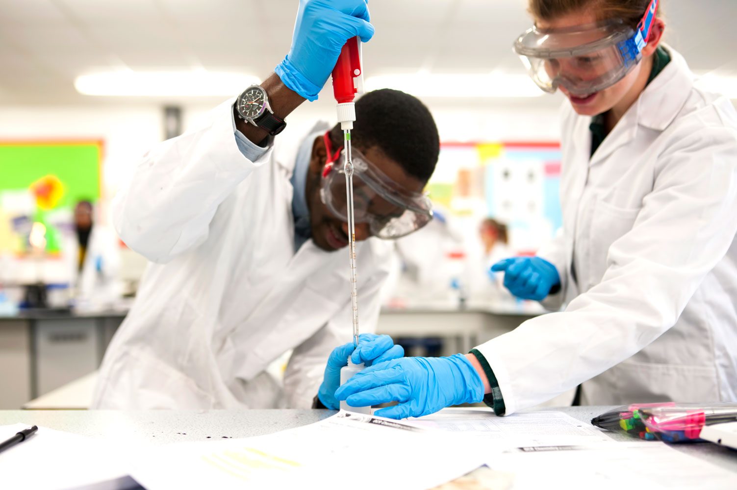 Award winning school website photography of chemistry lesson