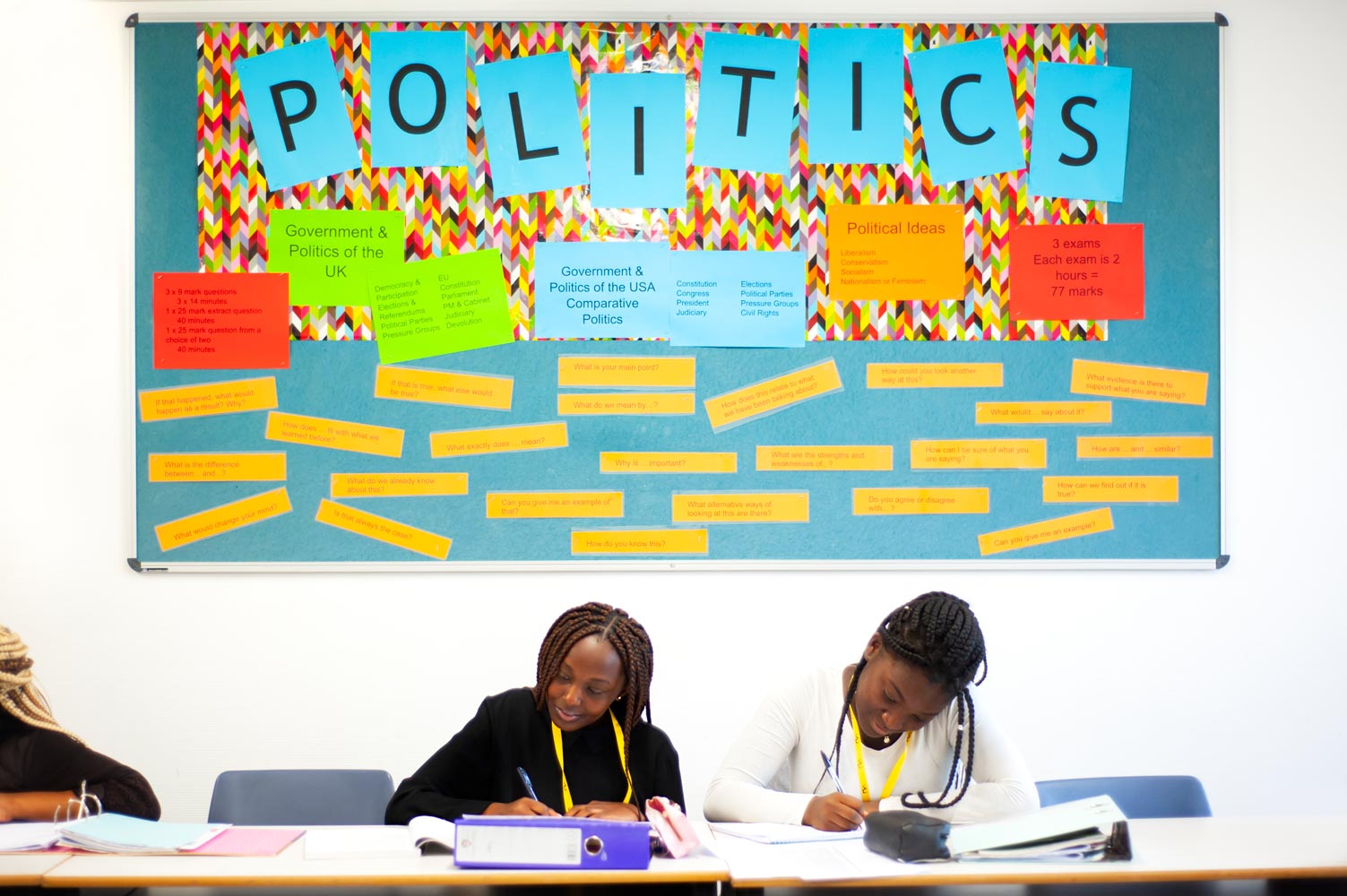 Award winning school photography of students in a politics lesson