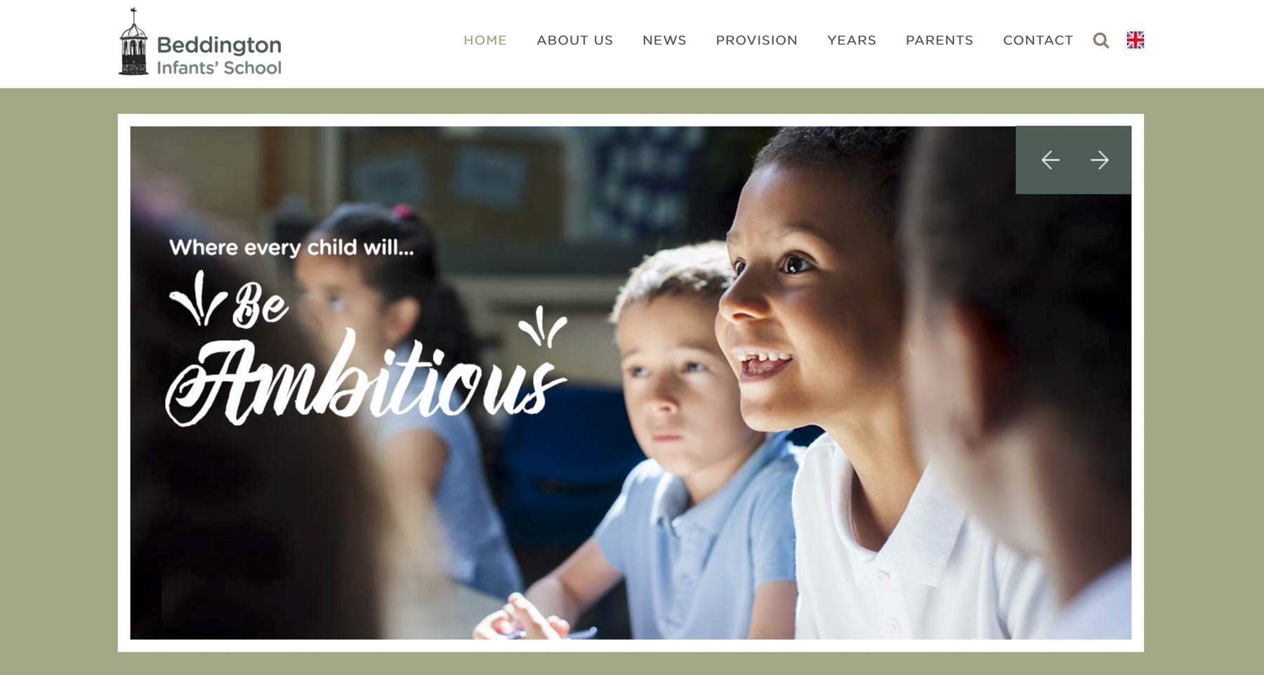 Primary school website photography homepage screenshot