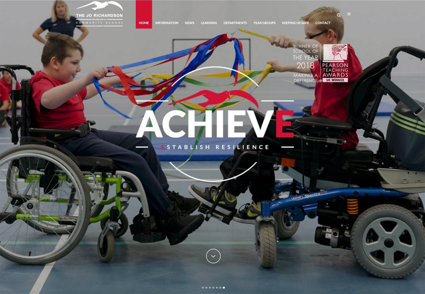 Screenshot of secondary Award winning school website photography