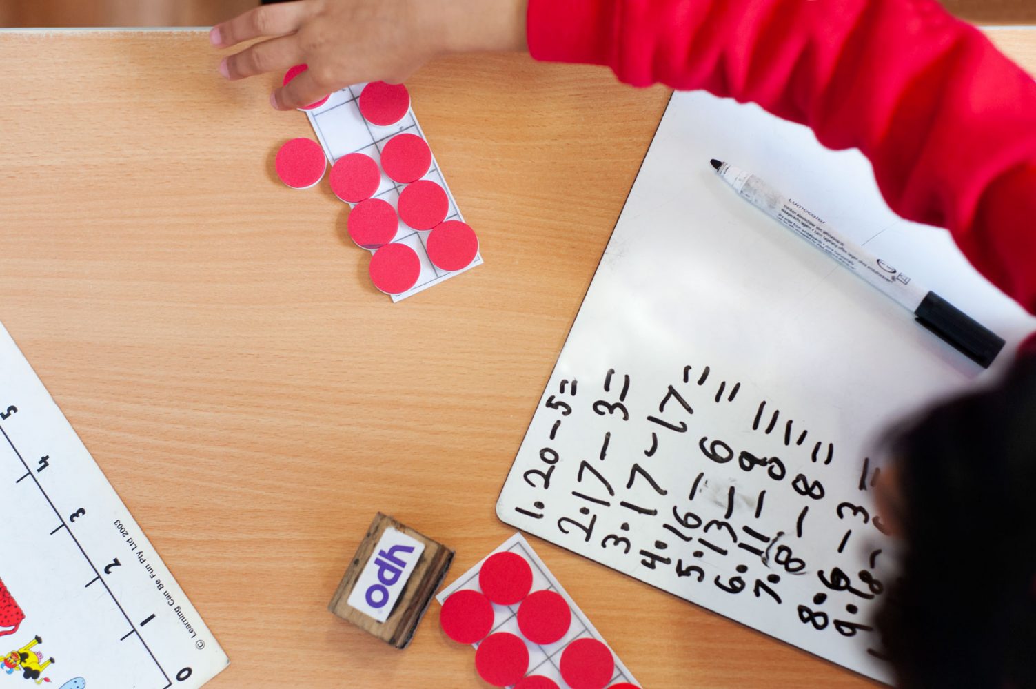 Primary school maths lesson from above