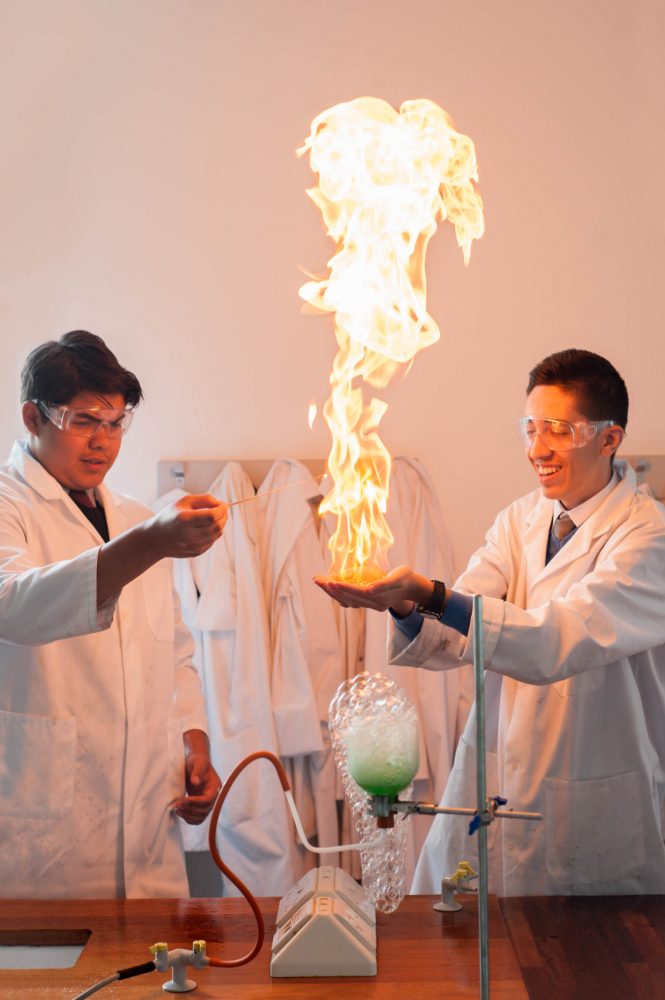 Academy school website photography of methane bubbles on fire