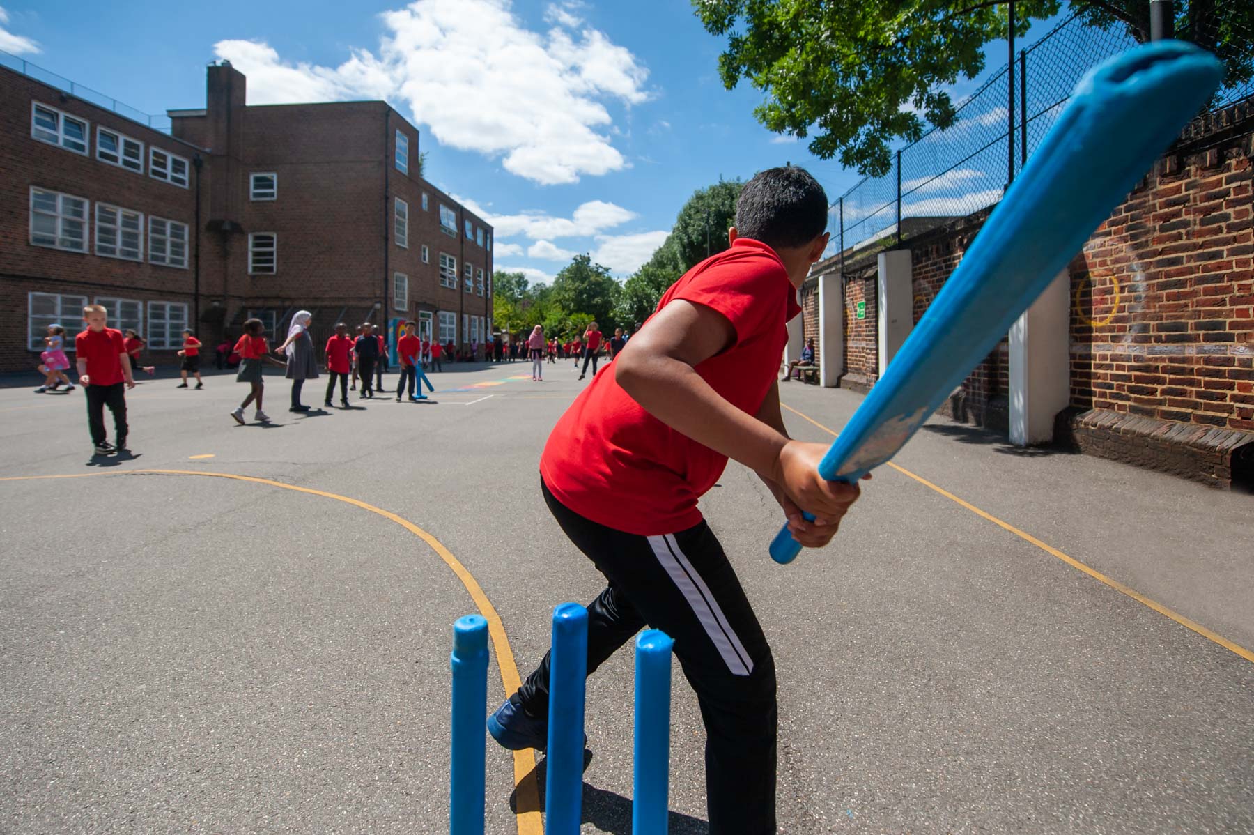 Cricket in school playground